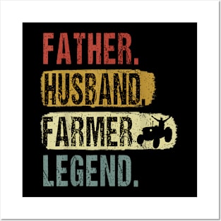 Father Husband Farmer Legend Farmer Dad Father'S Day Posters and Art